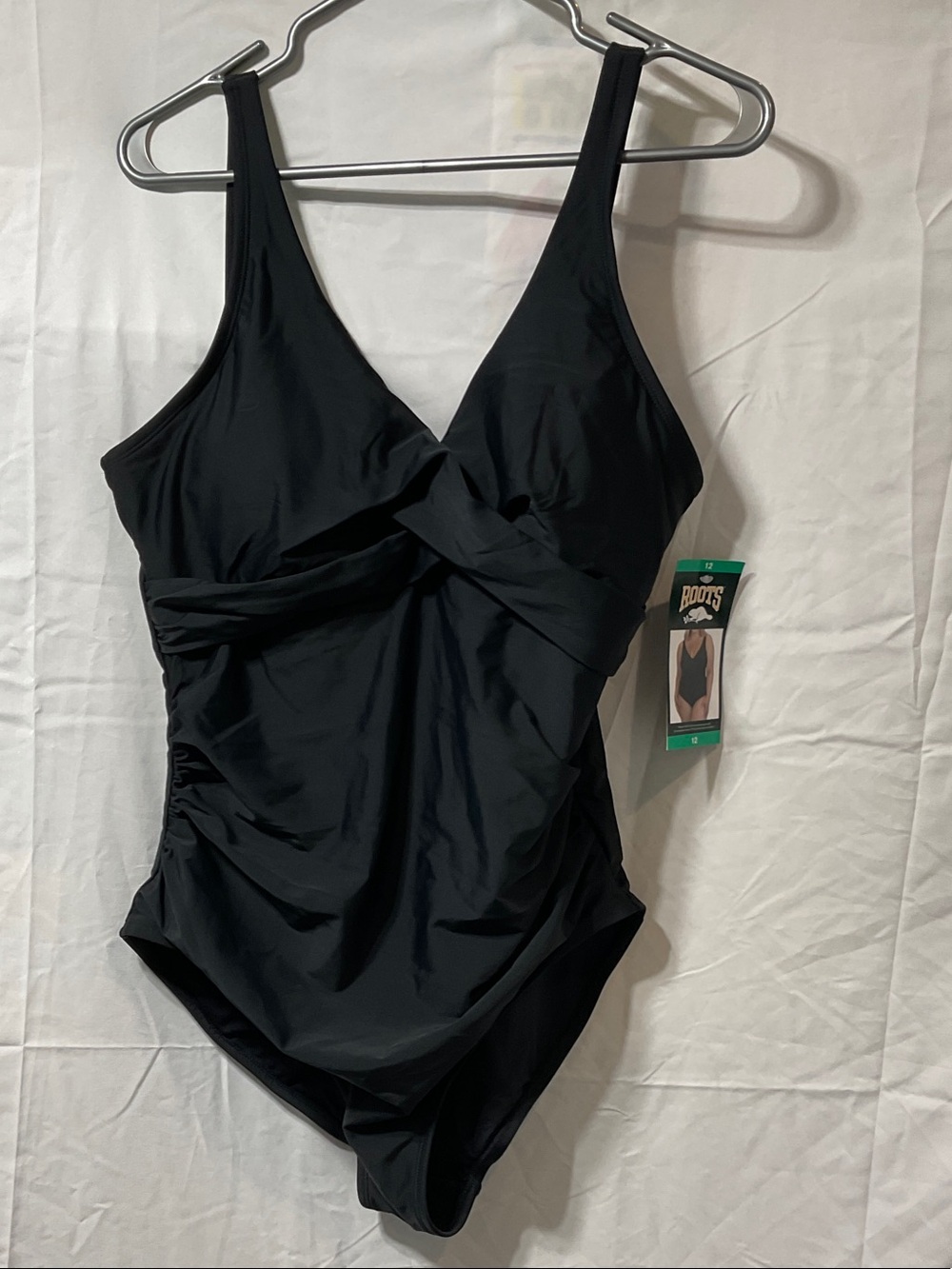 Roots Black Twist-Front One-Piece Swimsuit